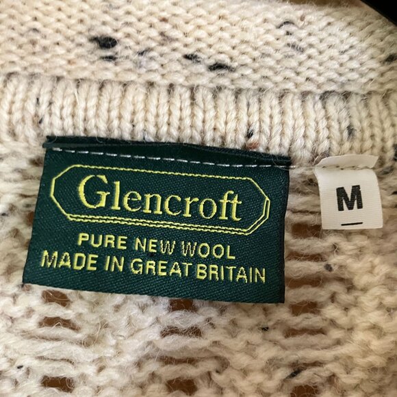 Glencroft Womens Vintage 90s Pure Wool UK Fisherman Sweater Medium Beige SP EXC - Picture 6 of 11